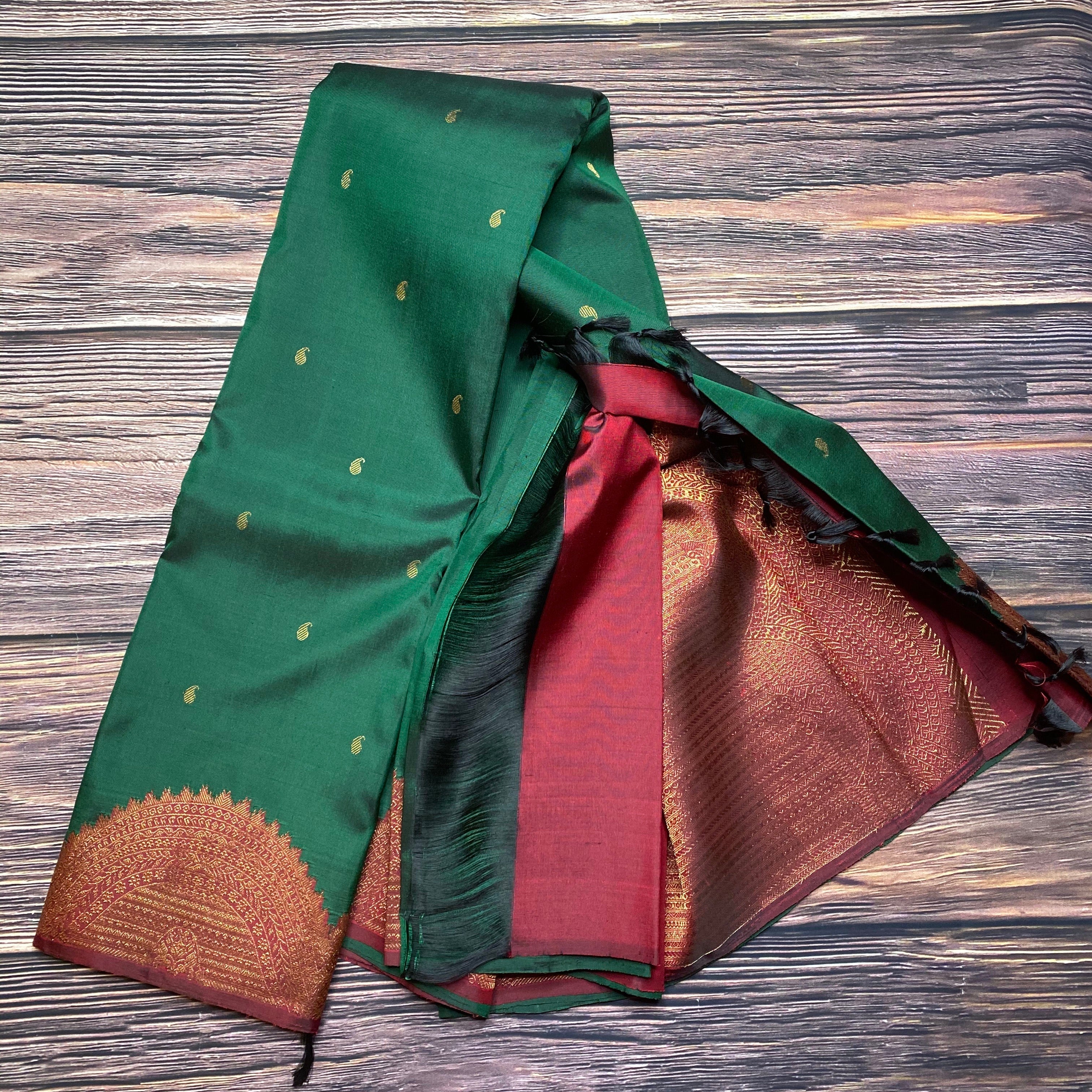 Green and Maroon Bordered (Gold Trim)